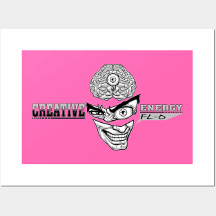 WEIRDO - Creative Energy Flo - Face - Black and White - Pink Posters and Art